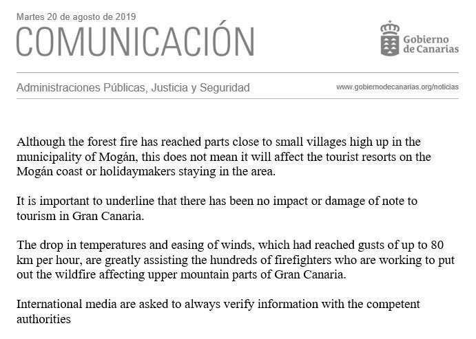 Captura Gobierno de Canarias IF llega a Mogán comunicado para turistas