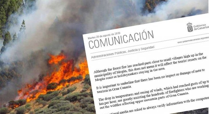Los touroperadores no permiten cancelaciones por incendios en Gran Canaria
