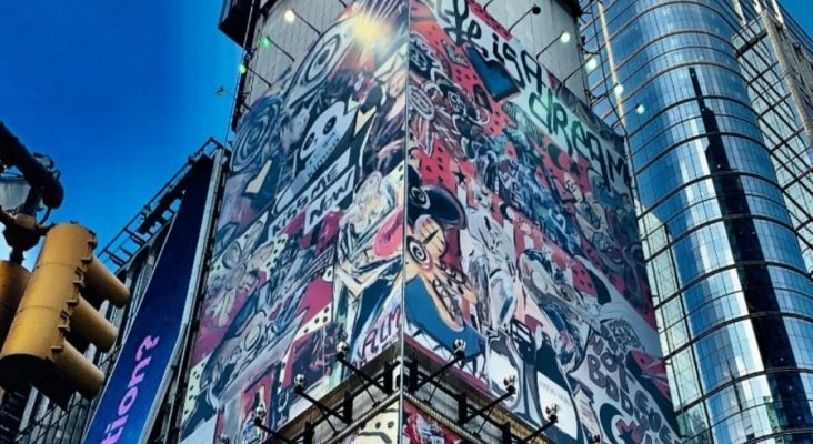 Mural en Times Square, Domingo Zapata | Foto: Jamestown en perfil.com