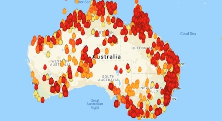Evacúan a miles de vecinos y turistas cercados por el fuego en Australia|Foto: MyFireWatch