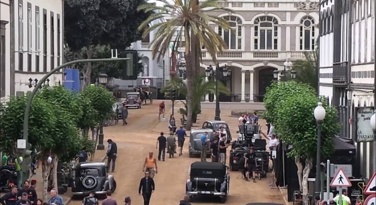 Rodaje de la película aliados en la Plaza Cairasco