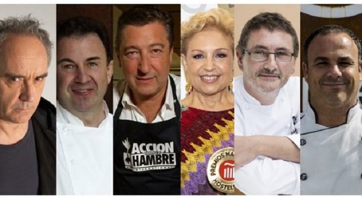 De izq. a dch. los chefs Ferrán Adriá; Martín Berasategui; Joan Roca; Susi Díaz; Andoni Luis Aduriz; y Ángel León