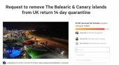 Más de 60.000 firmas en change.org para que Baleares y Canarias se libren de la cuarentena