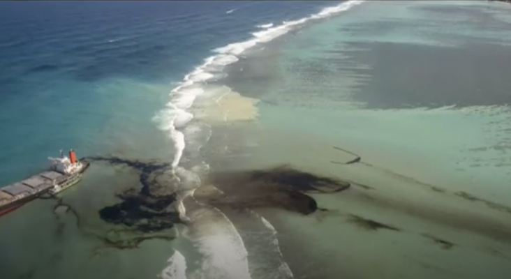 1.000 toneladas de petróleo arrasan con las playas de arena blanca de Mauricio | Foto: Captura de vídeo de La Vanguardia
