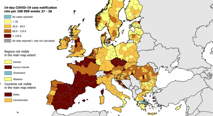 Mapa de casos de coronavirus | Foto: Comisión Europea