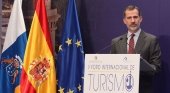 El Rey durante su intervención en el V Foro Internacional de Turismo