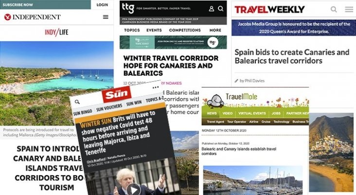 Medios británicos se hacen eco de los corredores turísticos con Baleares y Canarias