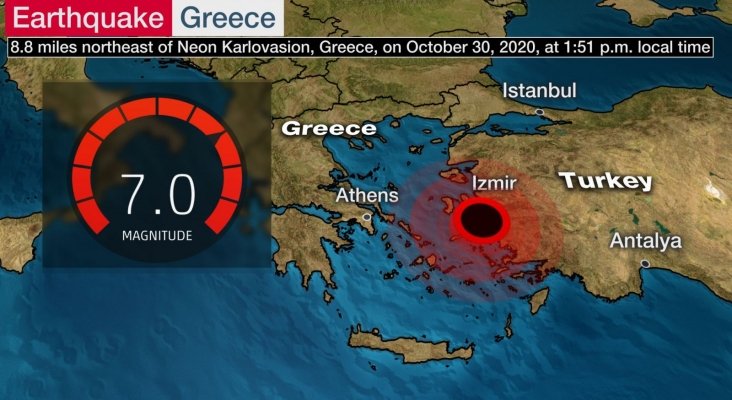 Epicentro del terremoto en el mar Egeo vía Travel Mole