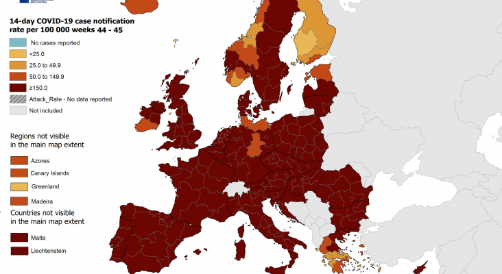 w44 45 COVID19 EU EEA UK Subnational 14d Attack Rate 0 w44 45 COVID19 EU EEA UK Subnational 14d Attack Rate 0