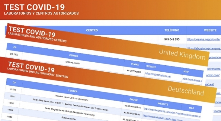 Turismo de Canarias publica un listado de centros autorizados para test Covid en 7 países