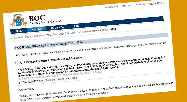 Canarias publica el Decreto que permite los test de antígenos en puertos y aeropuertos