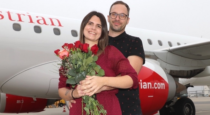 Propuesta de matrimonio a bordo de un vuelo de Austrian Airlines | Foto: Austrian Airlines