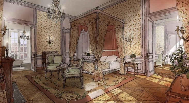 Dormir en el Palacio de Versalles será posible a partir de 1.700 euros | Foto: Boceto del hotel, de Le Grand Contrôle Airelles  