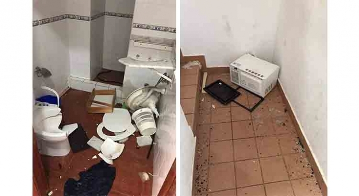 Apartamento del Hotel Puerto Bello después del destrozo.