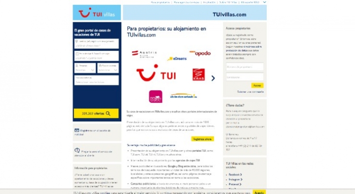 TUI inaugura su portal de alquiler de casas vacacionales
