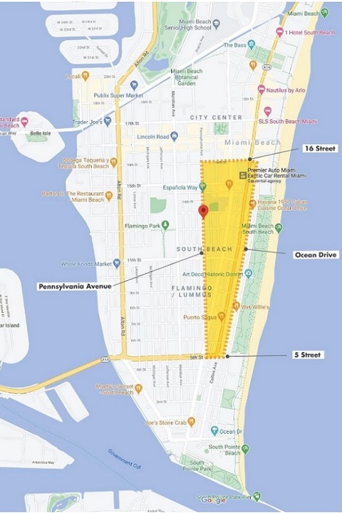 Mapa de las restricciones en Miami | Foto: Departamento de Policía de Miami Beach