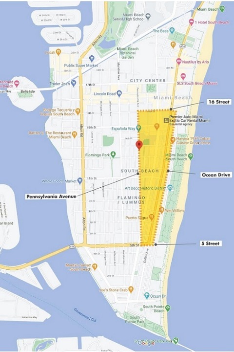Mapa de las restricciones en Miami | Foto: Departamento de Policía de Miami Beach Mapa de las restricciones en Miami | Foto: Departamento de Policía de Miami Beach