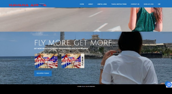 Havana Air, compañia chárter con sede en Miami, lanza su portal online de viajes a Cuba | Imagen de havanaair.com Havana Air, compañia chárter con sede en Miami, lanza su portal online de viajes a Cuba | Imagen de havanaair.com