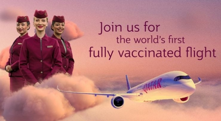 Qatar Airways completa el primer vuelo con tripulación y pasajeros vacunados contra la Covid-19
