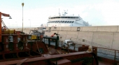 Graban un ferry arrasando un muelle de las Palmas de Gran Canaria