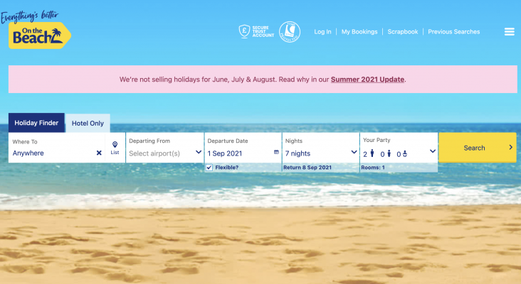 El touroperador británico On the Beach suspende las ventas de vacaciones de verano