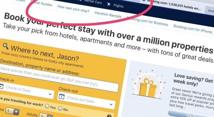 Booking permitirá vuelos, coches y restaurantes