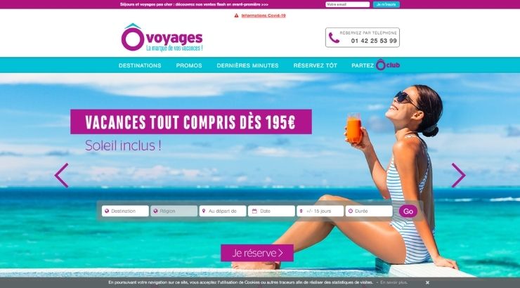 Landpage de la Web ovoyages.com