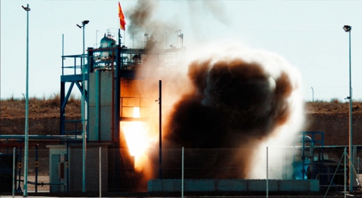 Prueba de un motor espacial de PLD Space en el Aeropuerto de Teruel (Aragón) | Foto: PLD Space (CC BY-SA 4.0)