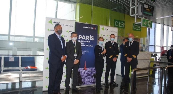 Recepción de la tripulación del nuevo vuelo de Air France de París a Gran Canaria Foto Aena
