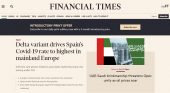 La prensa internacional se hace eco de la subida exponencial de contagios en España | Imagen: Portada del Financial Times