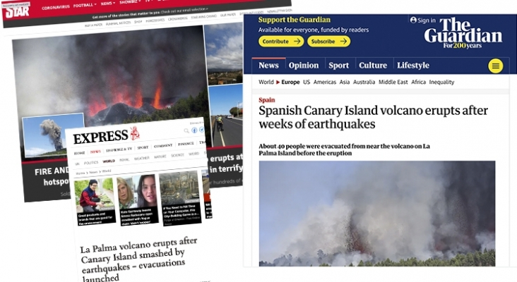 La prensa internacional se hace eco de la erupción volcánica en La Palma