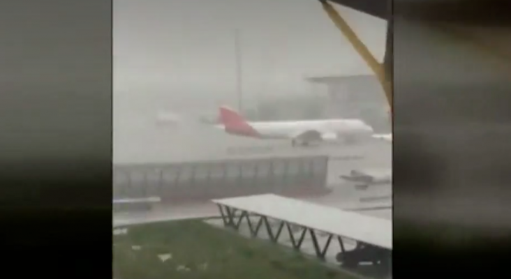 Barajas durante el temporal