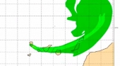 La nube de humo volcánico fuerza la cancelación de vuelos. Foto vía Twitter (@AEMET_Esp)