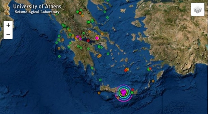 Fuerte terremoto golpea a la isla turística de Creta (Grecia). Imagen Universidad de Atenas