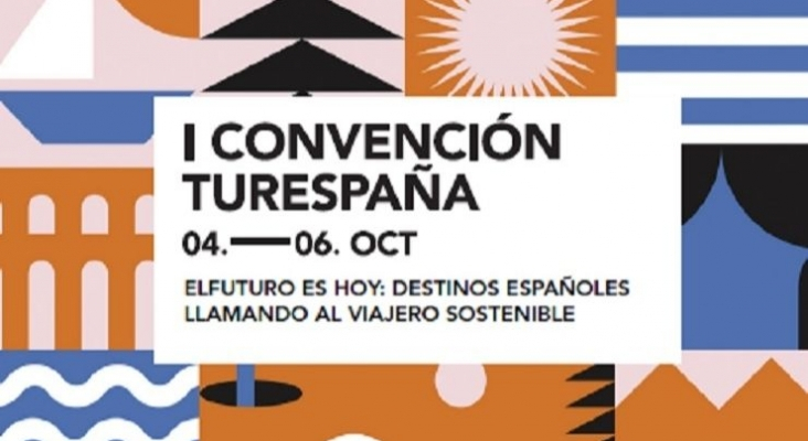 Cartel I Convención de Turespaña con destinos turísticos