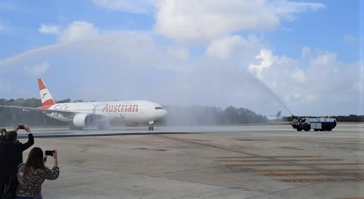 Austrian Airlines regresa a Cancún (México) 14 años después | Foto: Austrian Airlines vía Twitter