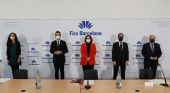 De izda. a dcha. Mònica Roca, vicepresidenta de Fira; Roger Torrent, conseller de Empresa y Trabajo de la Generalitat; Ada Colau, alcaldesa de Barcelona; Pau Relat, presidente de FIra; y Roger Serallonga, director de Fira | Foto: Fira de Barcelona