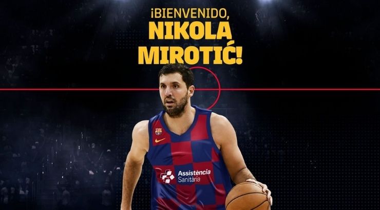 Nikola Mirotic al fichar por el FC Barcelona. Foto oficial FC Barcelona