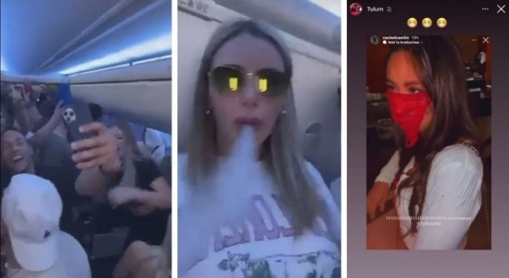 Capturas de los vídeos de la fiesta del avión publicados por los ‘influencers’ canadienses
