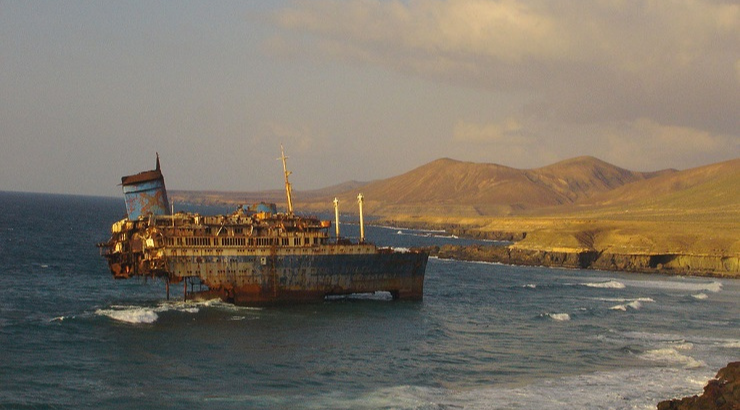 American Star encallado frente a la costa de Fuerteventura. Foto Diegu
