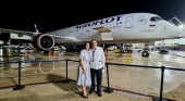 La cónsul honoraria de Rusia en Quintana Roo, Armina Wolpert, durante el recibimiento del vuelo de Aeroflot en el Caribe mexicano | Foto: Armina Wolpert