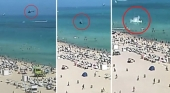Un helicóptero se estrella contra el agua en la turística playa de Miami Beach (EE. UU.)