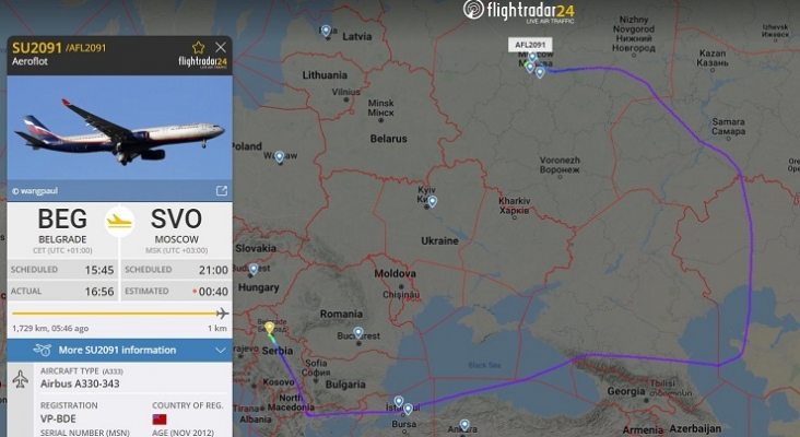 El cierre del espacio aéreo europeo y ruso genera mayores costes a las aerolíneas | Foto: FlightRadar24