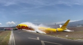 El Boeing 757 de DHL accidentado en el Aeropuerto Internacional Juan Santamaría de San José (Costa Rica)