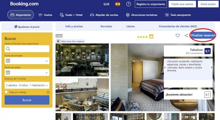 Sentencia contra Booking: El botón "Finalizar reserva" no implica una obligación de pago