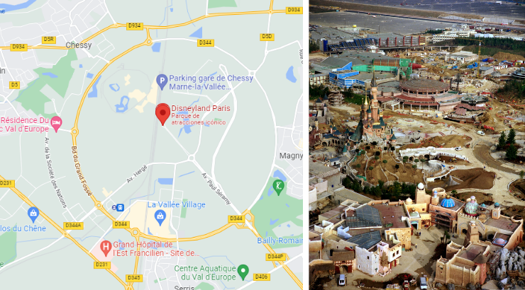 El proyecto no supuso un peso excesivo en las infraestructuras | Mapa - Google Maps / Foto: Disney