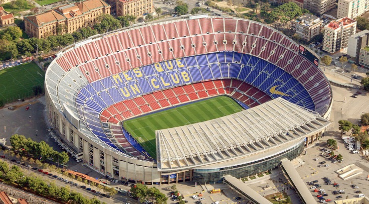 Vista área del Camp Nou, estadio del FC Barcelona | Foto: vía Get Your Guide
