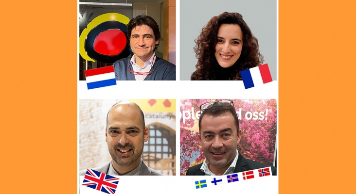 Previsiones turísticas para el verano de 2021: Países Bajos, Francia, Reino Unido y Escandinavia. Ignacio Valle Muñoz, consejero de turismo de Turespaña en Países Bajos; Tabatha Domínguez, promotora del Patronato de Turismo de Fuerteventura en Francia; Aicard Guinovart, director de la Agencia Catalana de Turismo en Reino Unido e Irlanda; Juan Fernando Suárez Díaz, representante turístico del Patronato de Turismo de Gran Canaria en los Países Nórdicos