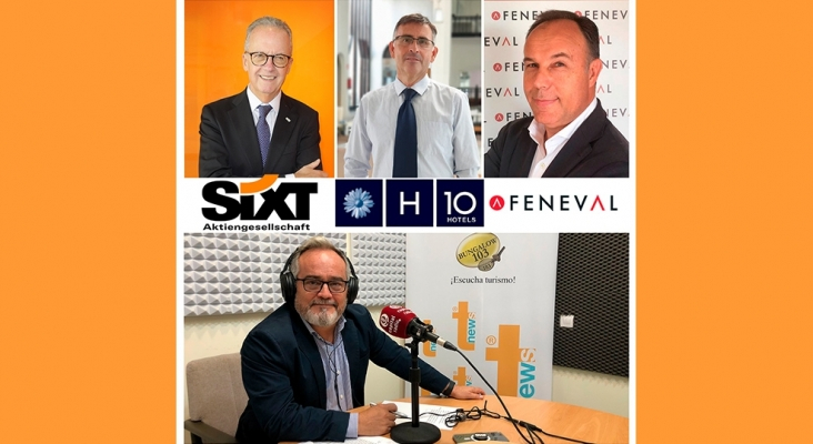 Las empresas de alquiler de vehículos durante el verano 2021. Estanislao de Mata Pérez, director general de SIXT España - José Ángel Vázquez, director del Hotel H10 Timanfaya Palace (Lanzarote) - Juan Luis Barahona, presidente de la Federación Nacional Empresarial de Alquiler de Vehículos con y sin conductor (FENEVAL).