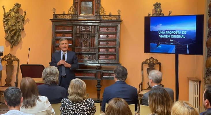Pedro Saura, en la presentación realizada en el Palacio de Palhava en Lisboa (Portugal) | Foto: Paradores